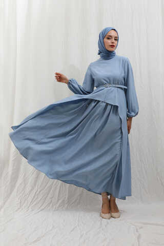 Oval Tunikli Etek Takım Bebe Mavisi - 8