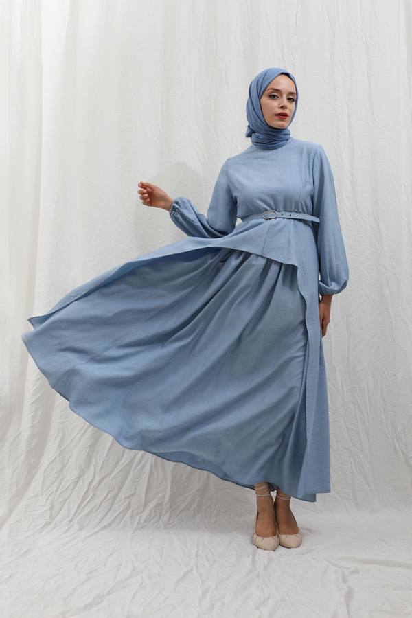 Oval Tunikli Etek Takım Bebe Mavisi - 8