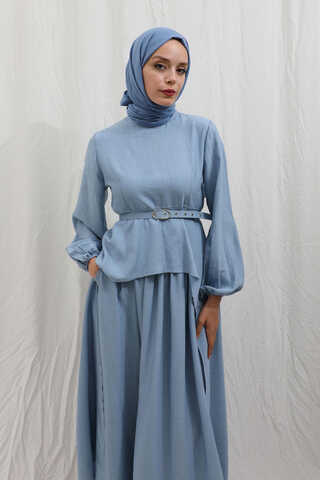 Oval Tunikli Etek Takım Bebe Mavisi - 9