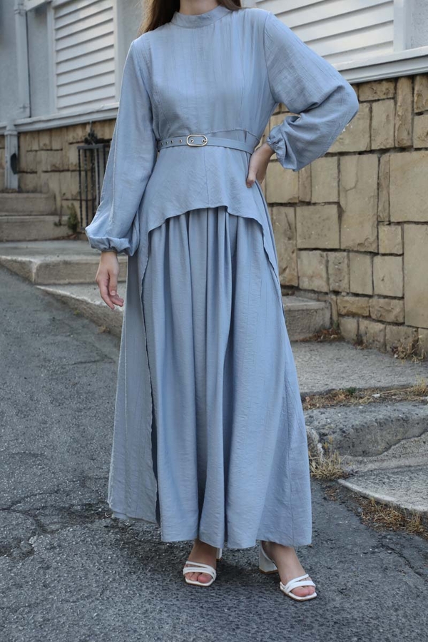 Oval Tunikli Etek Takım Bebe Mavisi - 4