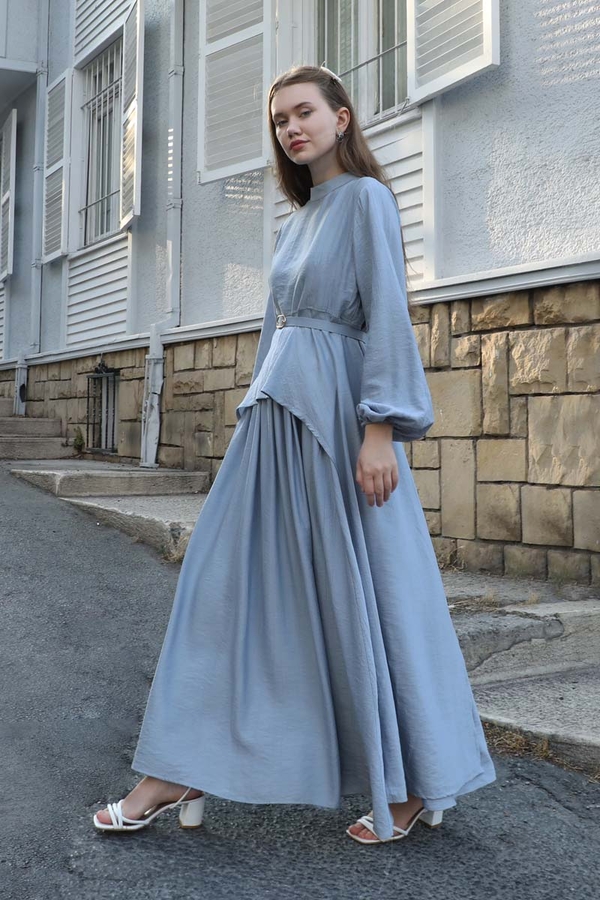 Oval Tunikli Etek Takım Bebe Mavisi - 1