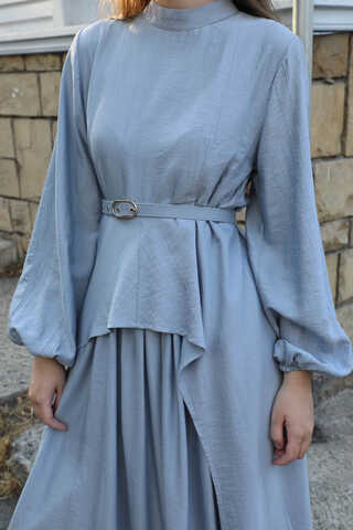 Oval Tunikli Etek Takım Bebe Mavisi - 3