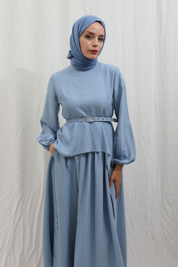 Oval Tunikli Etek Takım Bebe Mavisi - 9