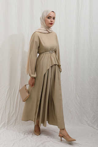 Oval Tunikli Etek Takım Camel - 8