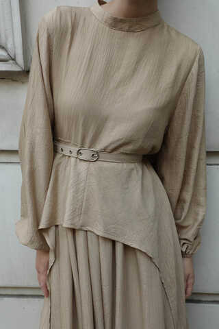 Oval Tunikli Etek Takım Camel - 3