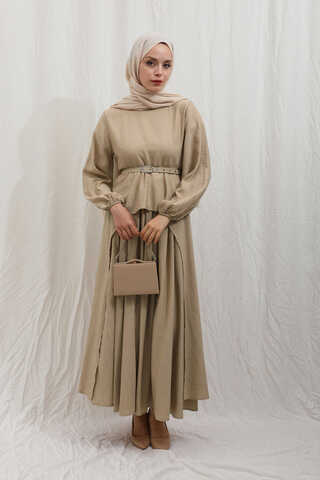 Oval Tunikli Etek Takım Camel - 7