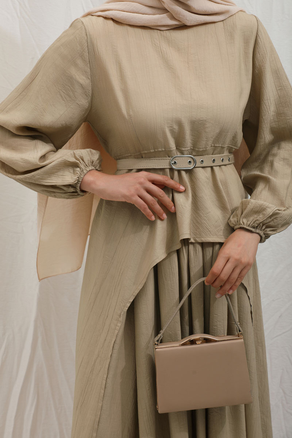 Oval Tunikli Etek Takım Camel - 5