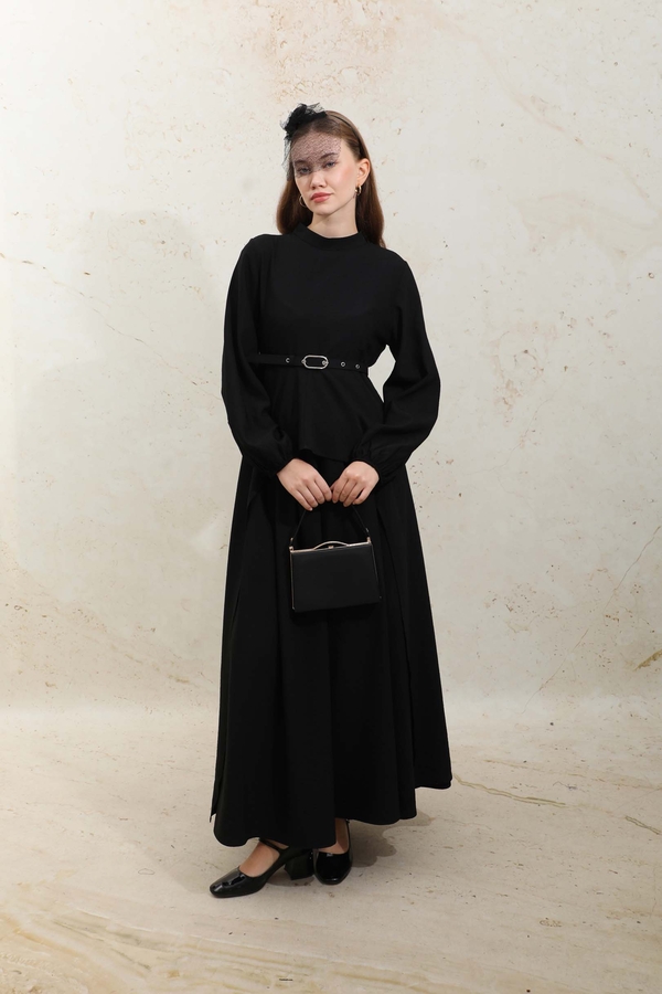 Oval Tunikli Etek Takım Siyah - 2