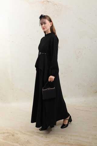 Oval Tunikli Etek Takım Siyah - 3