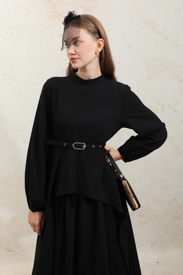 Oval Tunikli Etek Takım Siyah - 4