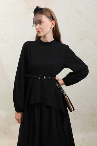 Oval Tunikli Etek Takım Siyah - 4