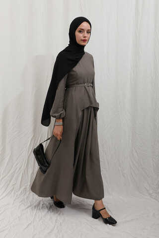 Oval Tunikli Etek Takım Toprak - 10