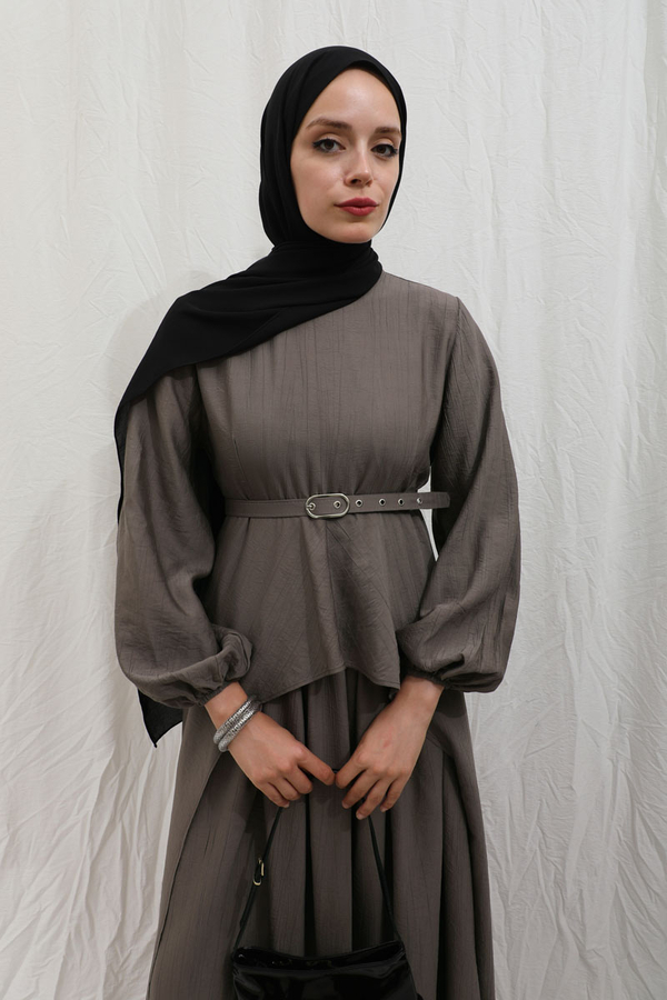 Oval Tunikli Etek Takım Toprak - 13