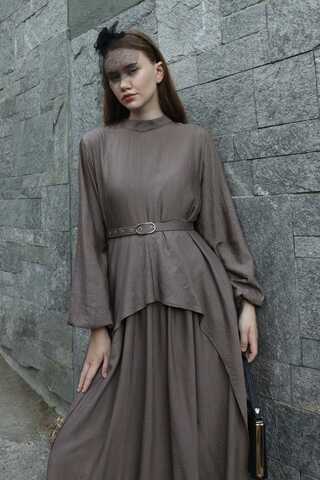 Oval Tunikli Etek Takım Toprak - 3