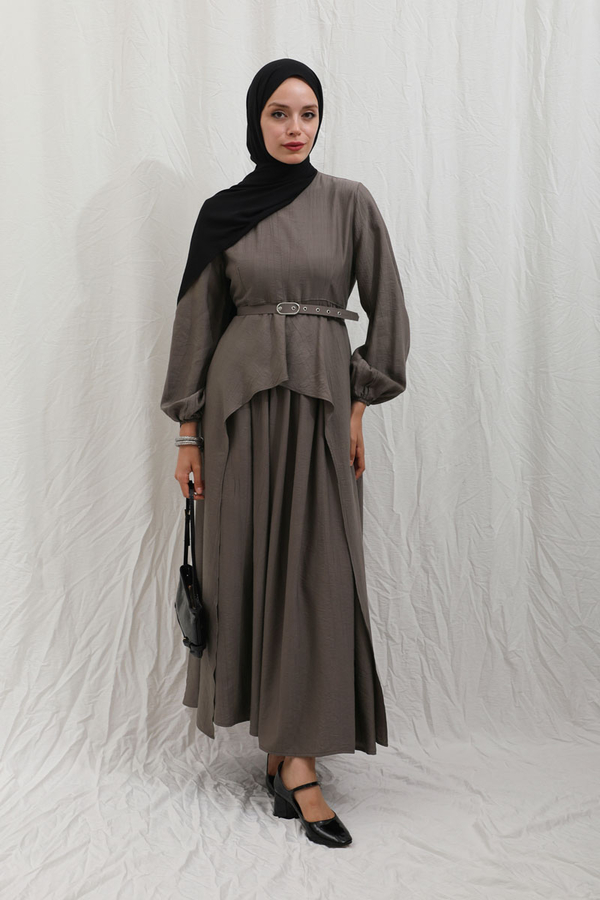 Oval Tunikli Etek Takım Toprak - 8