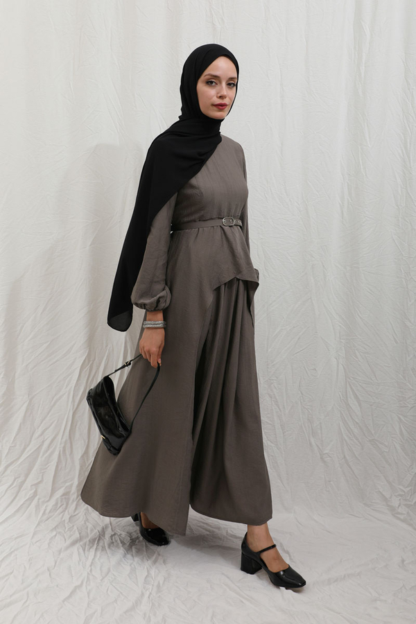 Oval Tunikli Etek Takım Toprak - 10