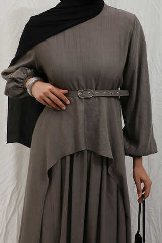 Oval Tunikli Etek Takım Toprak - 14