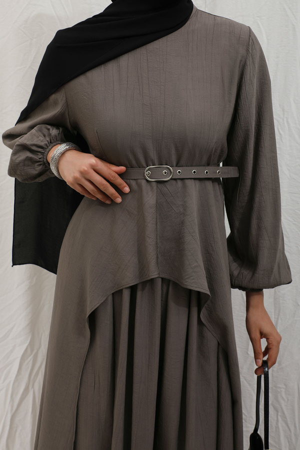 Oval Tunikli Etek Takım Toprak - 14