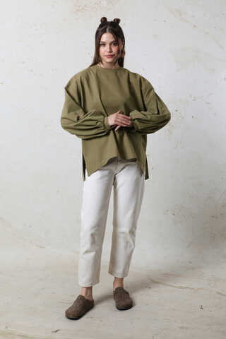 Overisze Keten Tunik Haki - 2