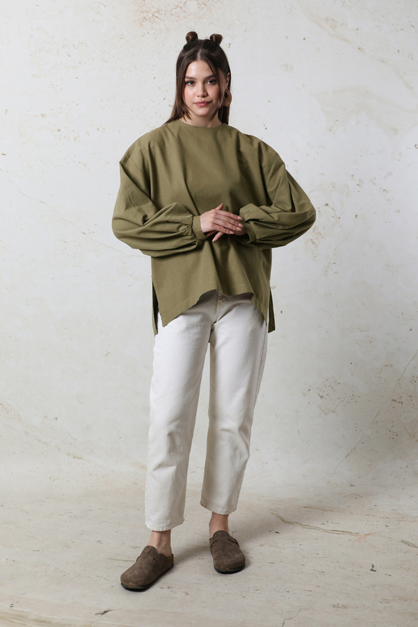 Overisze Keten Tunik Haki - 2