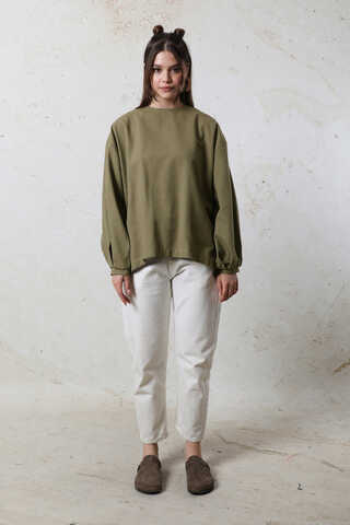 Overisze Keten Tunik Haki - 1