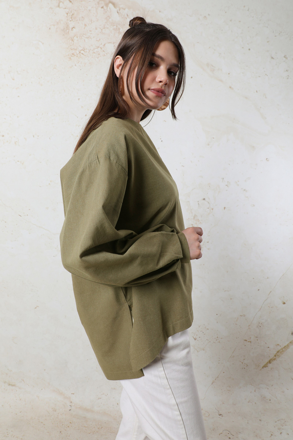 Overisze Keten Tunik Haki - 3