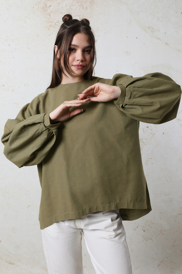 Overisze Keten Tunik Haki - 5