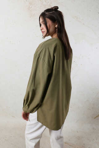 Overisze Keten Tunik Haki - 8