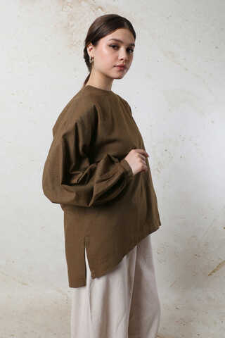 Overisze Keten Tunik Kahverengi - 1