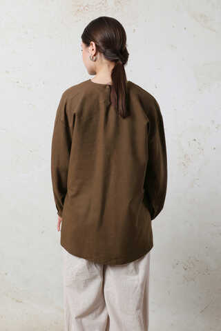 Overisze Keten Tunik Kahverengi - 8