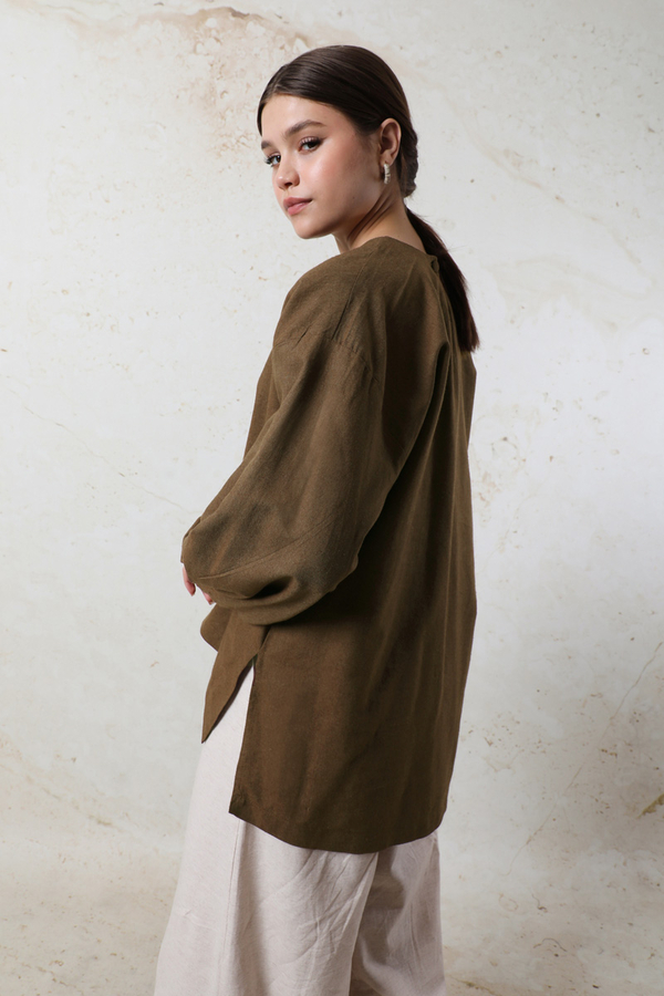 Overisze Keten Tunik Kahverengi - 9