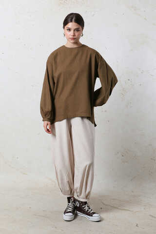 Overisze Keten Tunik Kahverengi - 2