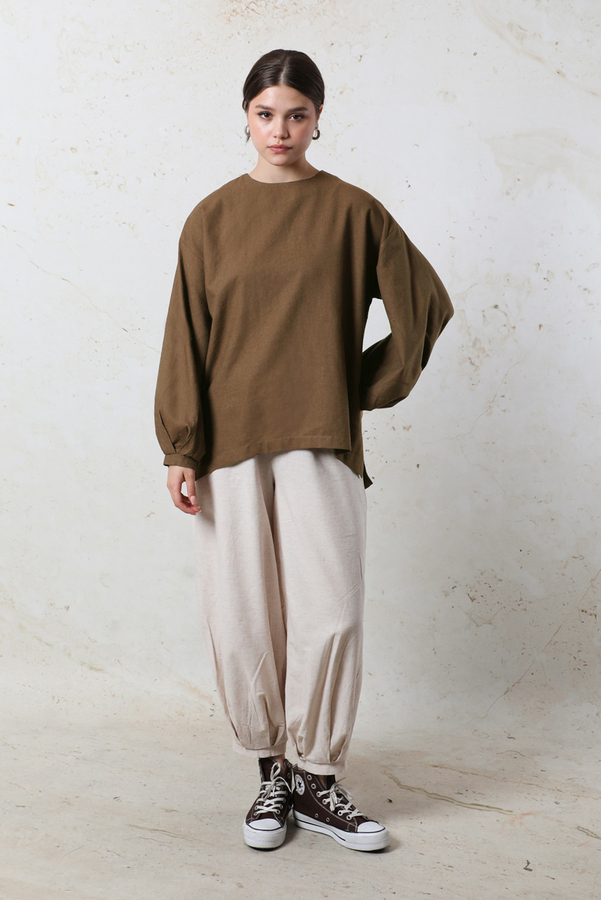 Overisze Keten Tunik Kahverengi - 2