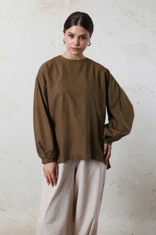 Overisze Keten Tunik Kahverengi - 4