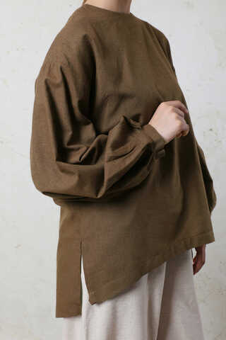 Overisze Keten Tunik Kahverengi - 6