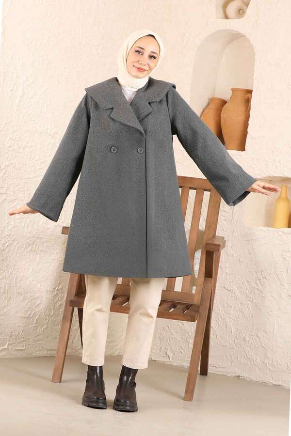 Oversize Cachet Coat Dark Grey - 1