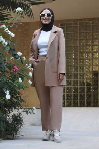 Oversize Ceket Pantolon Takım Camel - 2