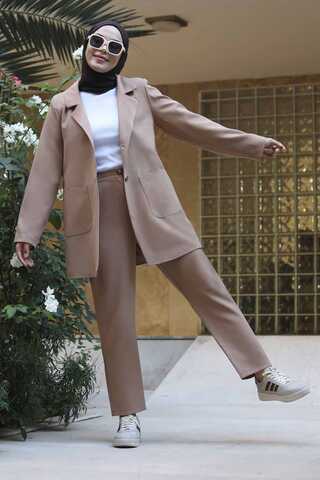 Oversize Ceket Pantolon Takım Camel - 3