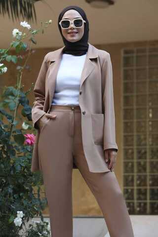 Oversize Ceket Pantolon Takım Camel - 4