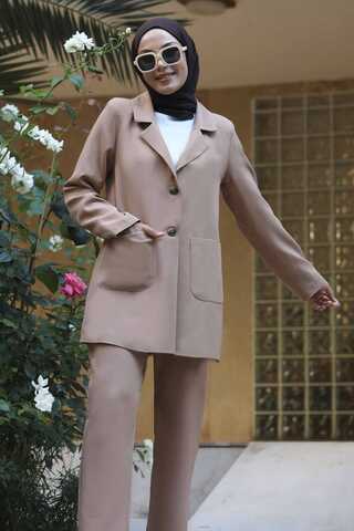 Oversize Ceket Pantolon Takım Camel - 1