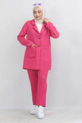 Oversize Ceket Pantolon Takım Fuşya - 4