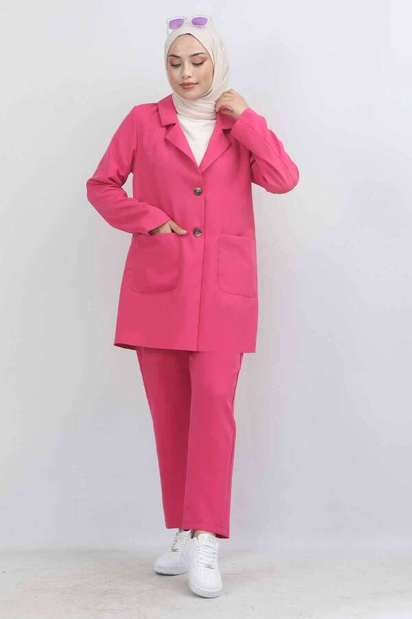 Oversize Ceket Pantolon Takım Fuşya - 4