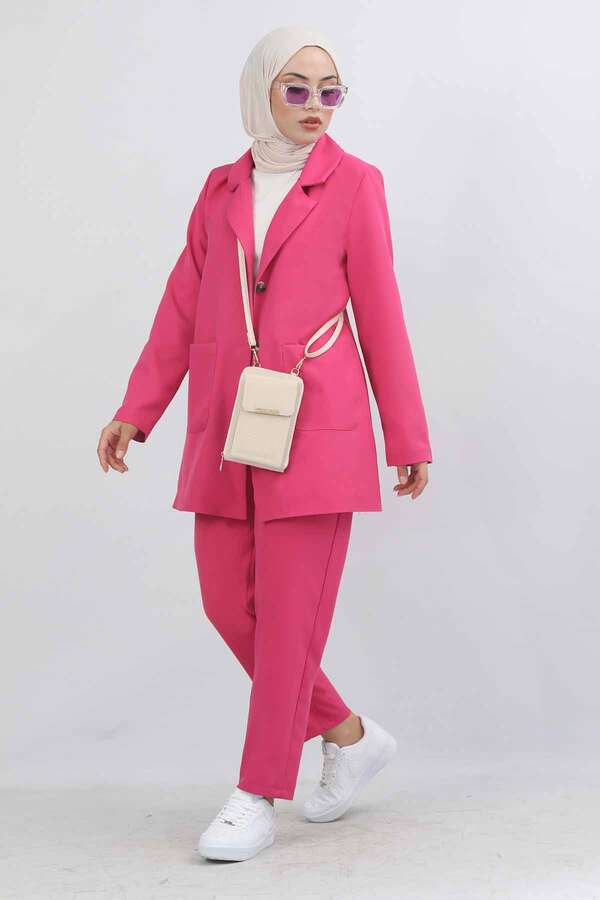 Oversize Ceket Pantolon Takım Fuşya - 5