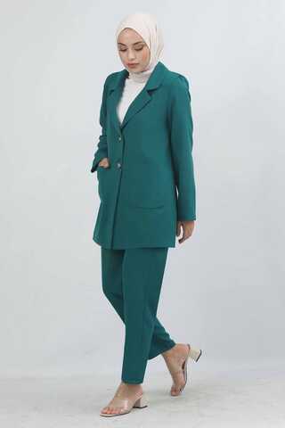 Oversize Ceket Pantolon Takım Petrol - 4