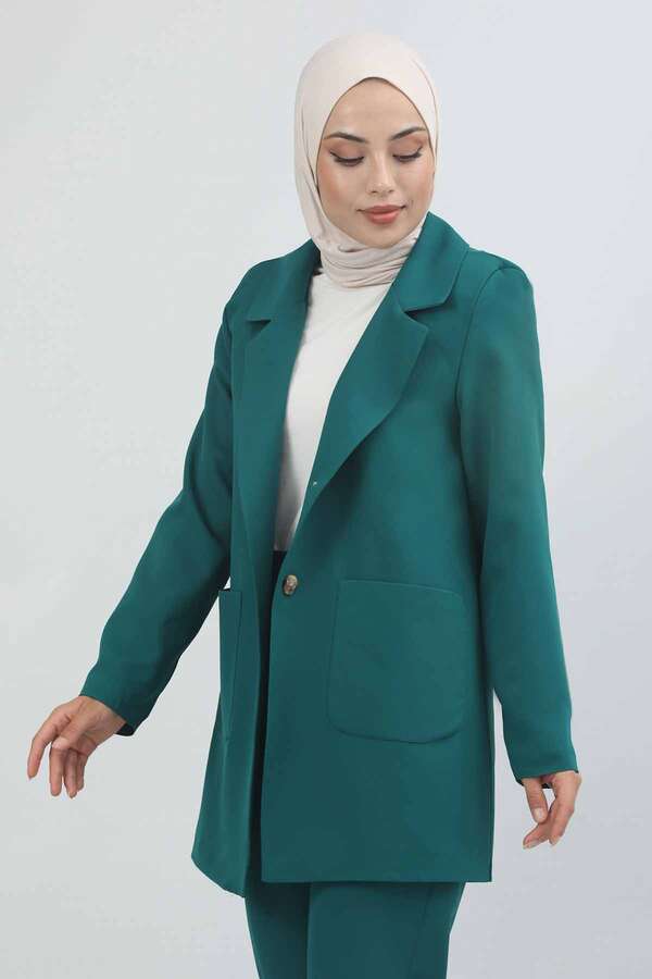 Oversize Ceket Pantolon Takım Petrol - 6