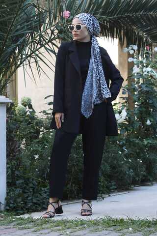 Oversize Ceket Pantolon Takım Siyah - 1