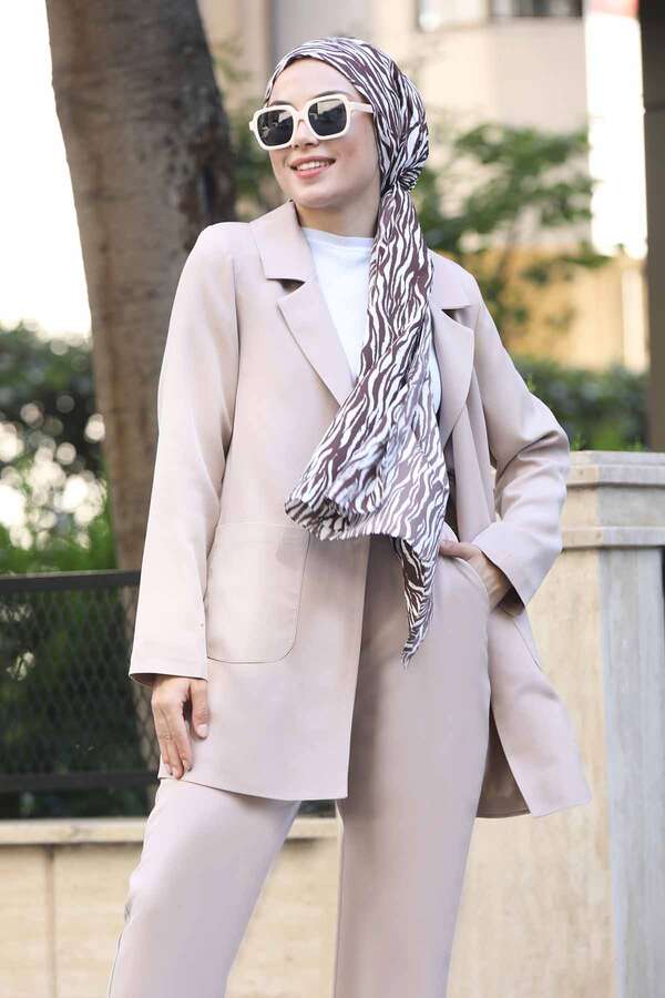 Oversize Ceket Pantolon Takım Vizon - 2