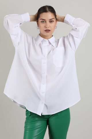 Oversize Cepli Gömlek Beyaz - 4