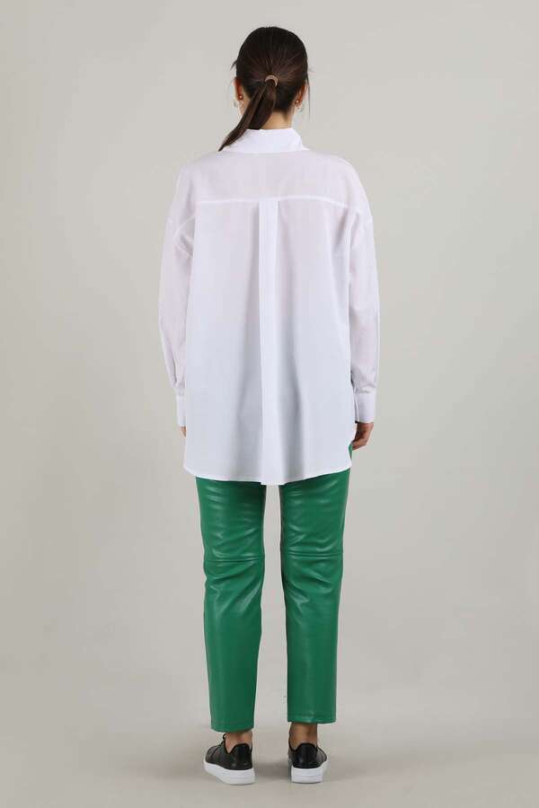 Oversize Cepli Gömlek Beyaz - 5
