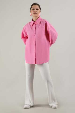 Oversize Cepli Gömlek Pembe - 1